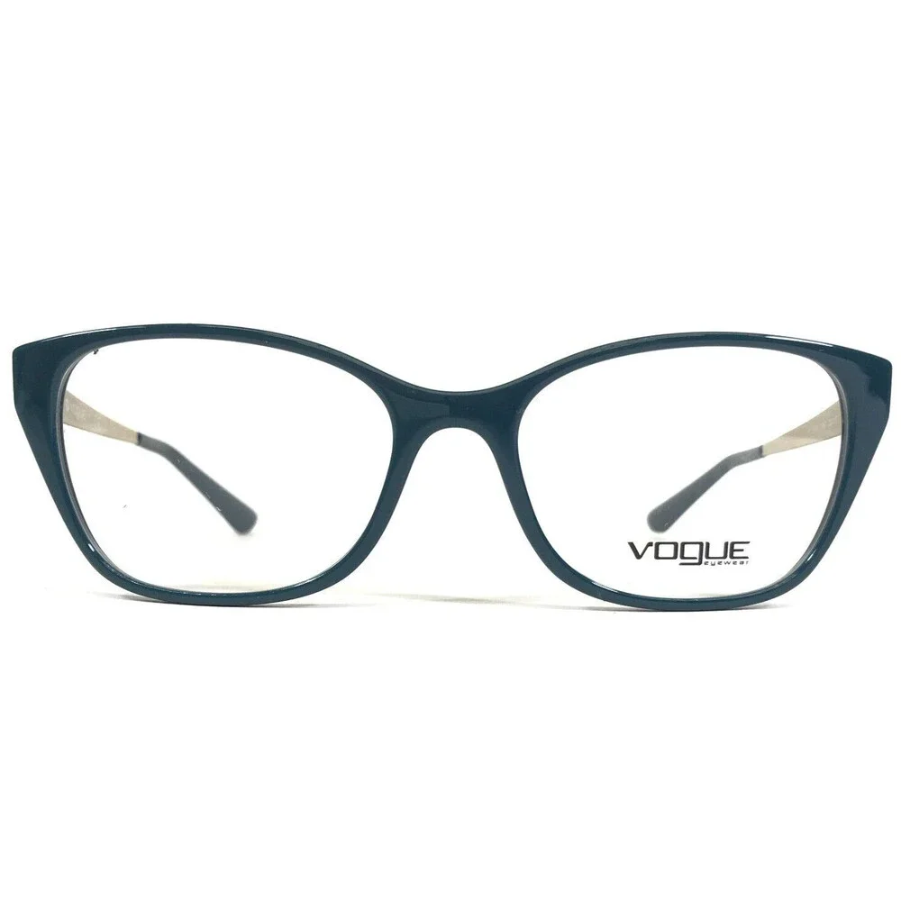 Vogue Eyeglasses Frames VO5190 2463 Blue Gold White Cat Eye Floral 52-17-140